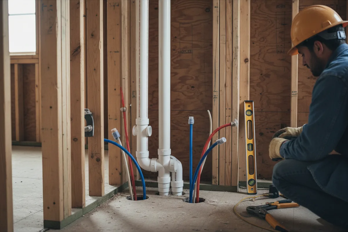 Drain and supply rough-in during Sump Pump Repair in Santa Fe Springs