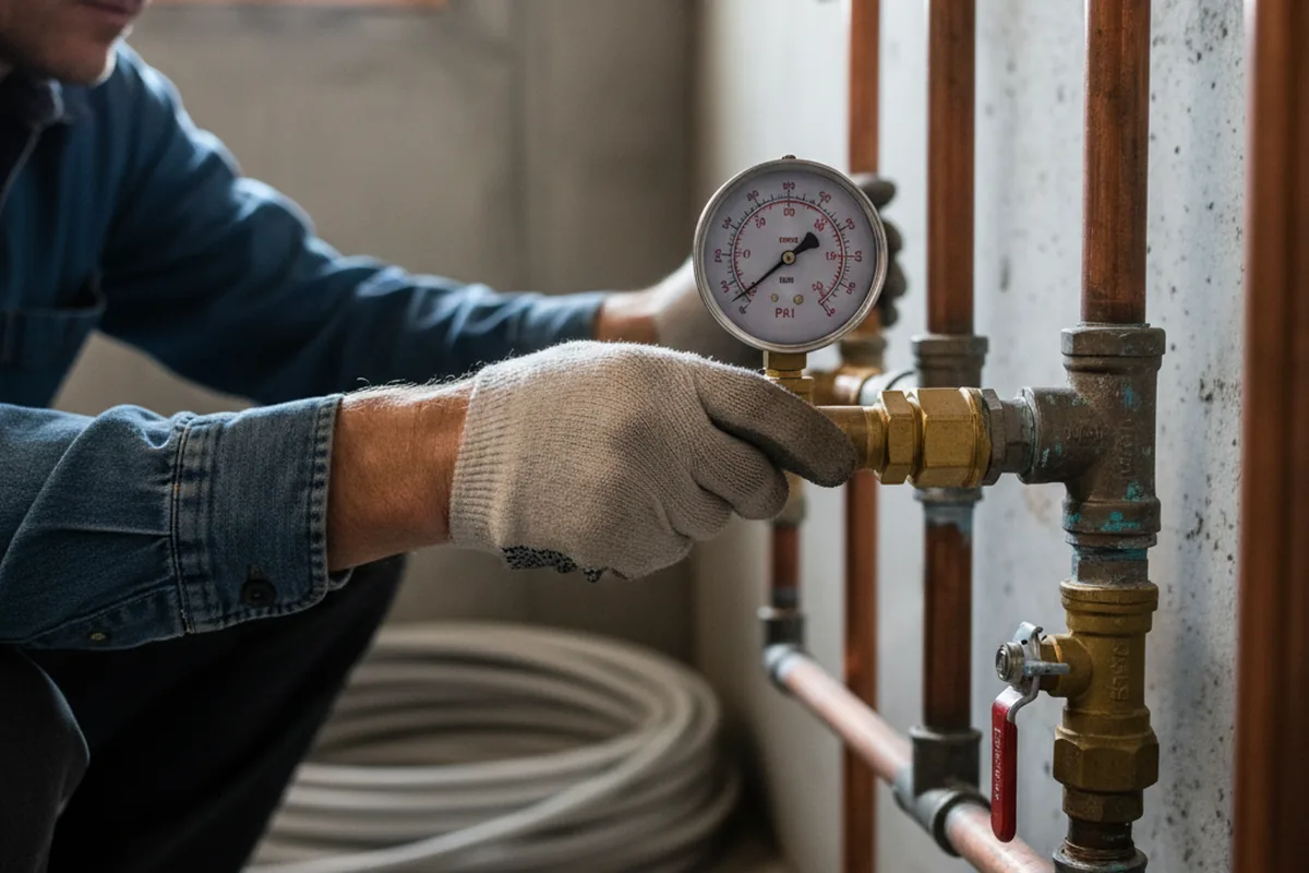 Pressure testing a repaired line during Water Line Repair in Santa Fe Springs